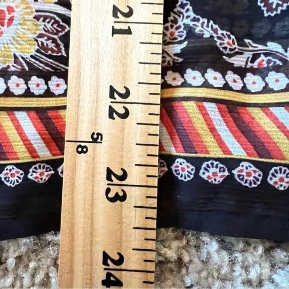 Melissa Paige Sheer Top Tie Neck Pom Pom Sleeve Sz Small Petite - Picture 8 of 8